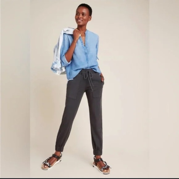 Cloth & Stone by Anthropologie S/M Tencel/Cotton Lightweight Ankle Black Jogger - Picture 1 of 7